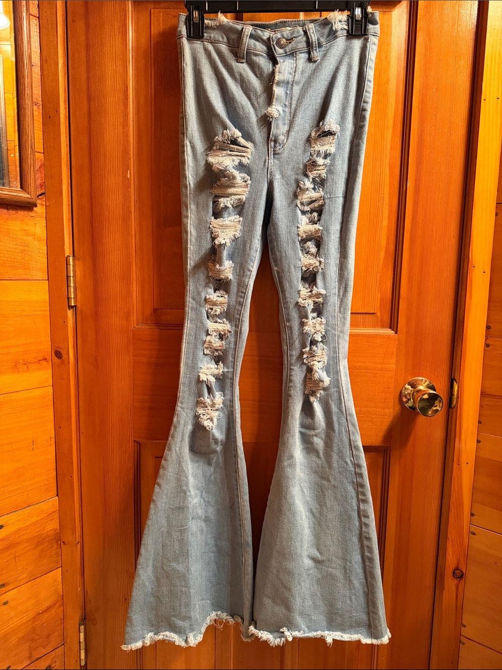 Almost Famous Light Blue Distressed Flare Jeans
